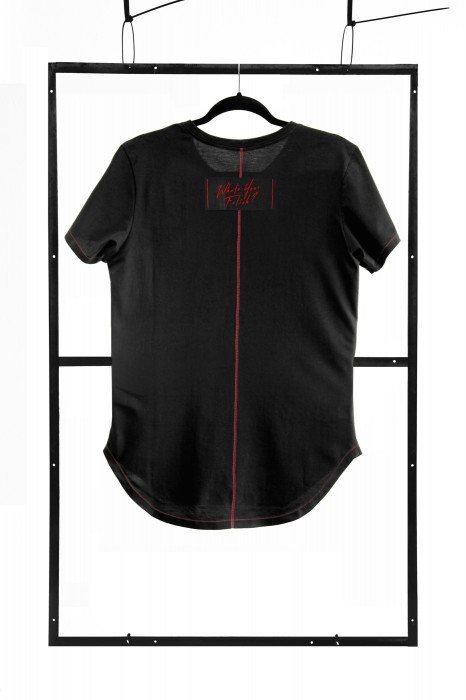 TSHFB003 - czarny T-shirt kształt fashion - rozmiary: S,M,L,XL,XXL