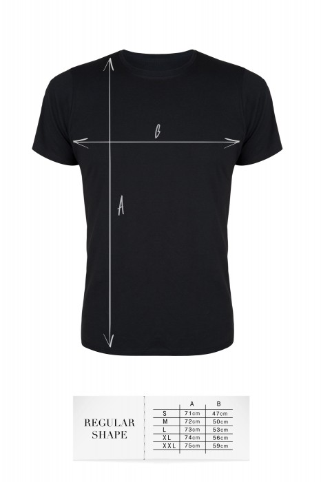 TSHRB008 - czarny T-shirt kształt regularny - rozmiary: S,M,L,XL,XXL