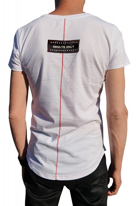 TSHFW002 - biały T-shirt kształt fashion - rozmiary: S,M,L,XL,XXL