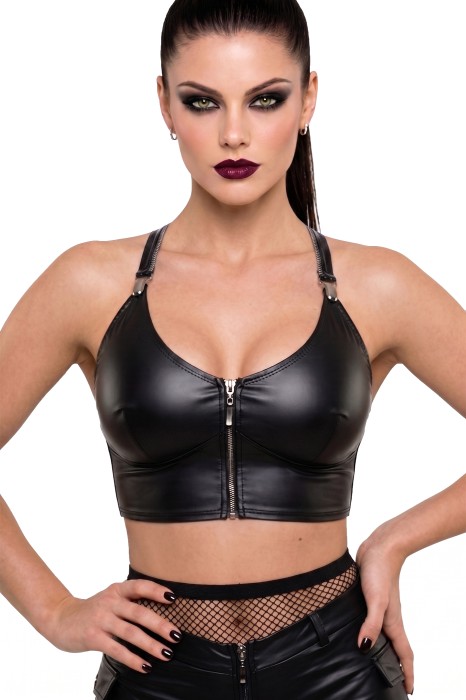 DDAlice001 - black, wetlook top - sizes: S,M,L,XL,XXL