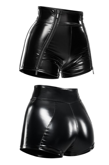 DDAlida001 - black, wetlook shorts - sizes: S,M,L,XL,XXL