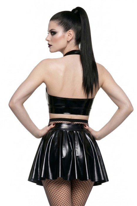 DDLoretta001 - black, wetlook skirt - sizes: 3XL,4XL,5XL