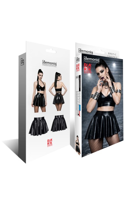 DDLoretta001 - black, wetlook skirt - sizes: 3XL,4XL,5XL