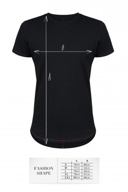 TSHFB010 - czarny T-shirt kształt fashion - rozmiary: S,M,L,XL,XXL