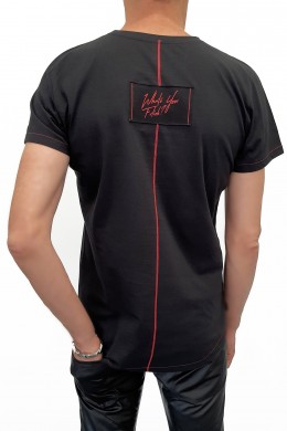 TSHFB003 - czarny T-shirt kształt fashion - rozmiary: S,M,L,XL,XXL